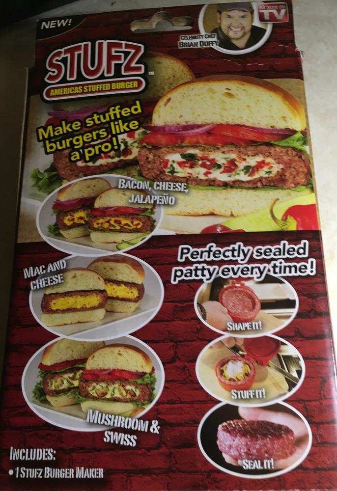 StufZ Burger Press As seen On TV, Make Stuffed Burgers Like a Pro-New Sealed Box
