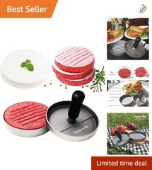 Professional Burger Press with 100 Free Patty Papers – Perfect for Grilling!