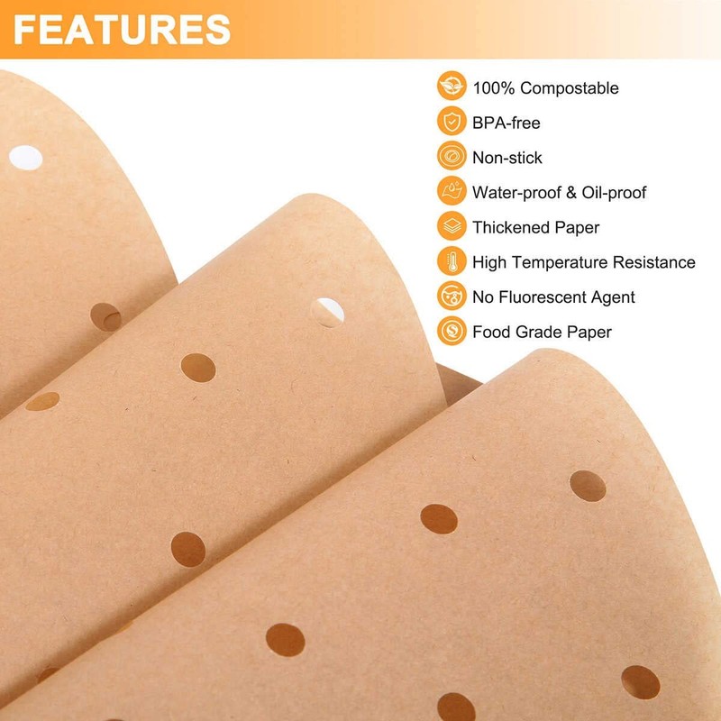 Safmord Air Fryer Parchment Paper, 9 Inch 200 Count (Pack of 1), Wood color gallery