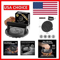 Ultimate 2 lb Cast Iron Hamburger Press – Safe and Flavorful Grilling Tool