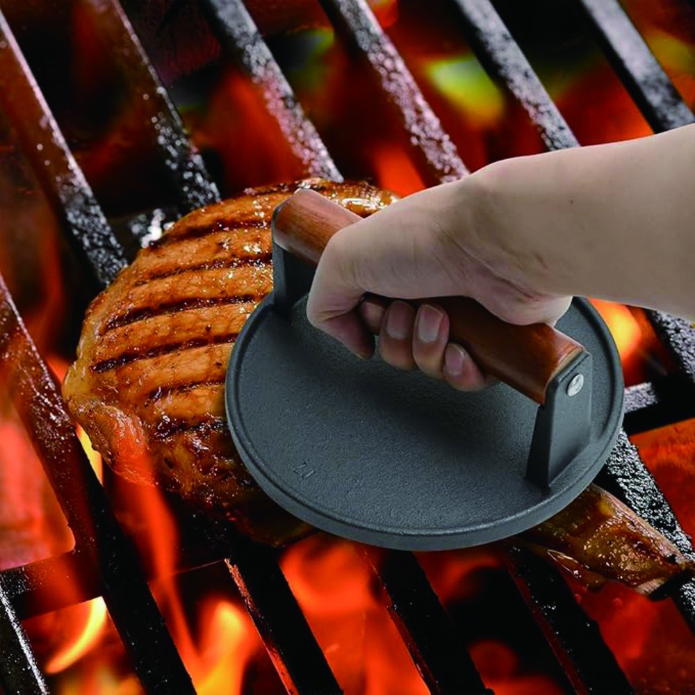 Cast Iron Smash Burger Press Grill Patty Smasher Heavy Duty Kitchen Tool BBQ gallery