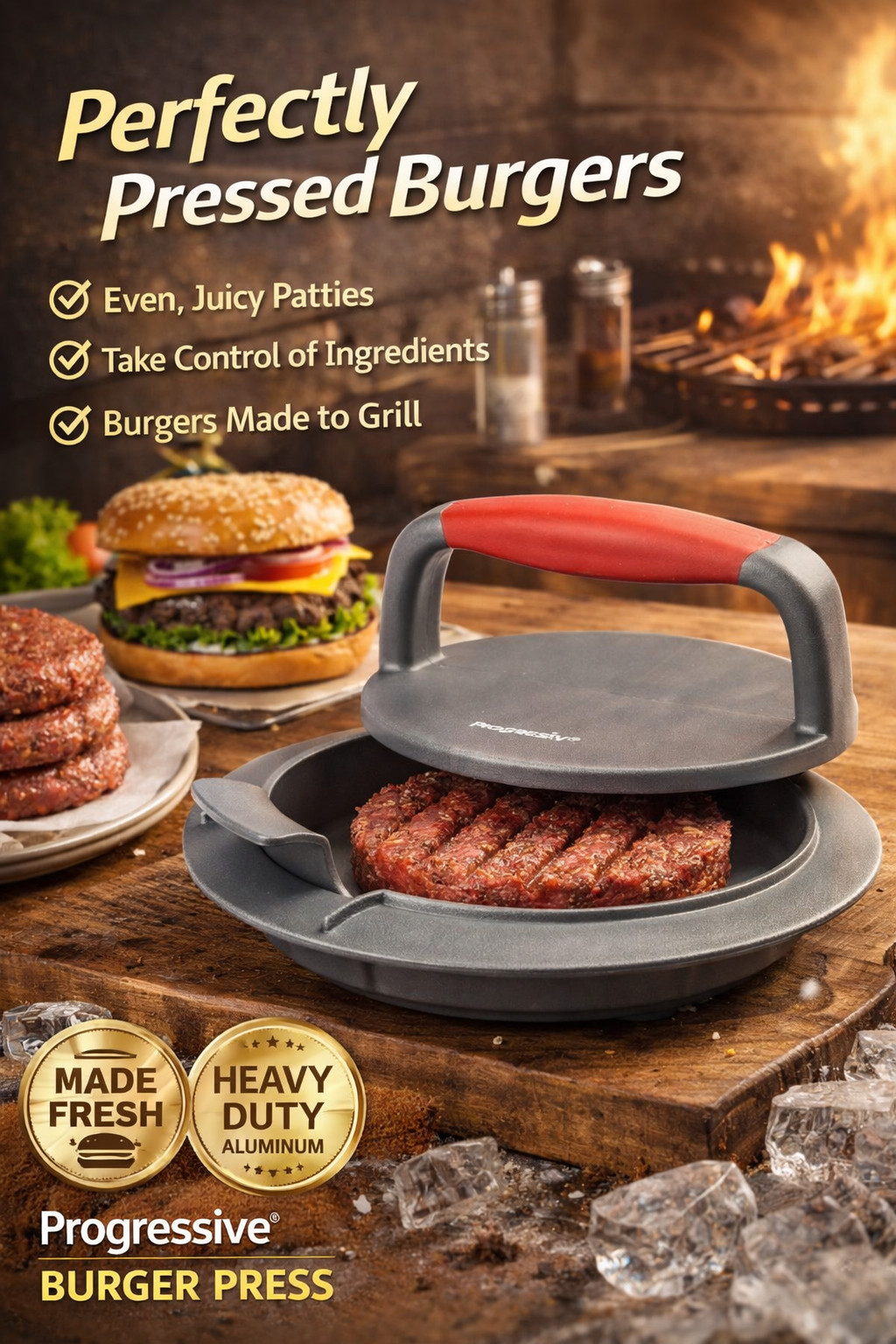 🍔 Perfect Burger Press Patty Maker – 4.5" 6oz | Even Cooking I ONEDAY SHIPP!!! gallery