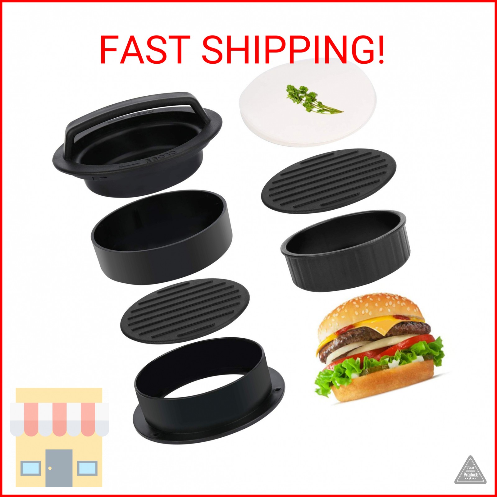 3 in 1 Stuffed Burger Press Patty Maker Rings Molds Kit, Non Stick Stuffer Hambu gallery