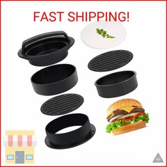 3 in 1 Stuffed Burger Press Patty Maker Rings Molds Kit, Non Stick Stuffer Hambu