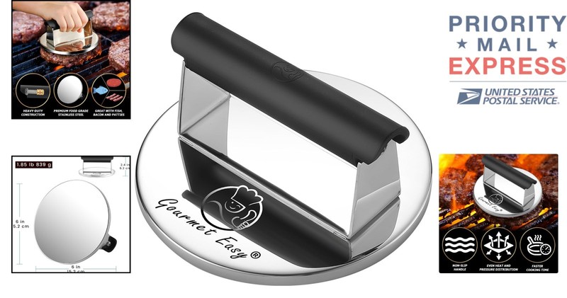 Professional-Quality Smash Burger Maker - Stainless Steel, 2lb, Dishwasher Safe gallery