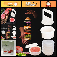 10-Piece Hamburger Press Patty Maker Set – Freezer Containers & BBQ Essential To