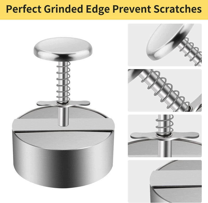 304 Stainless Steel Burger Press - 4.5" Adjustable Hamburger Patty Maker with No gallery