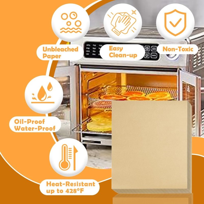 YQL 10x12 Inch 150PCS Disposable Air Fryer Liners, Inch, Brown gallery