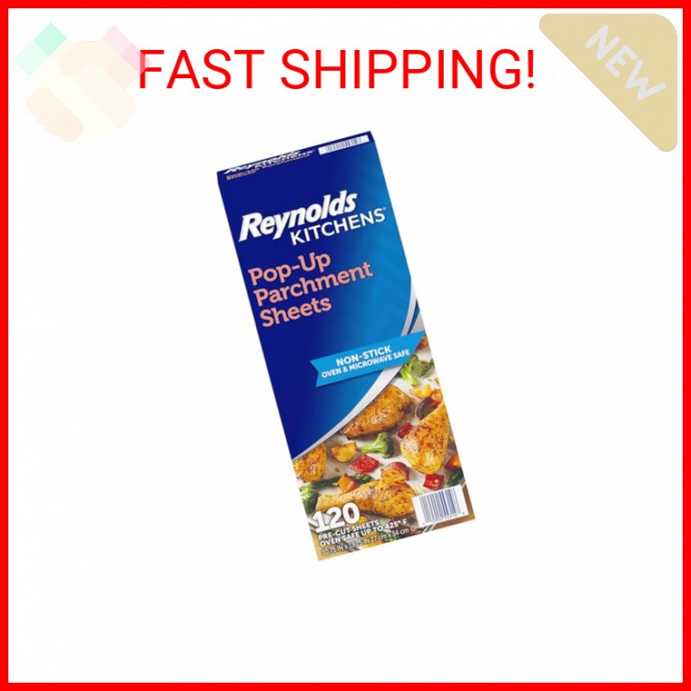 Reynolds Kitchens Pop-Up Parchment Paper Sheets, 10.7x13.75 Inch, 120 Sheets gallery