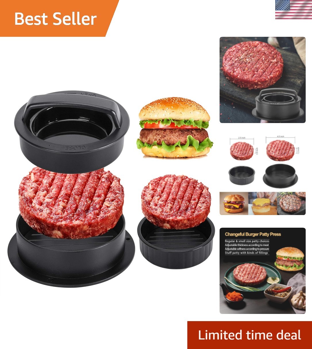 Burger Press Hamburger Patty Maker Slider Press Stuffed Burger Patty Press Re... gallery