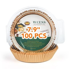 100Pcs Air Fryer Disposable Paper Liner With Pastry Brush, WCESS 7.9 inches