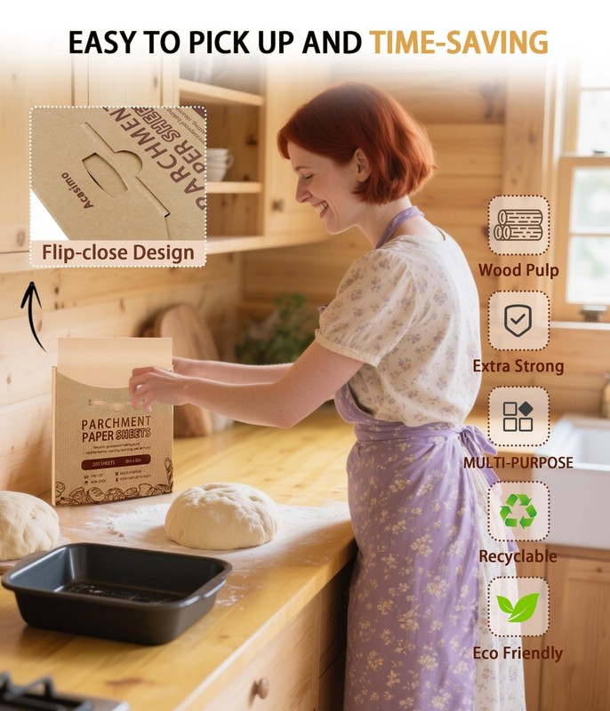 Parchment Paper Sheets, 200Pcs 8x8 Inch Squares Precut in, Brown gallery