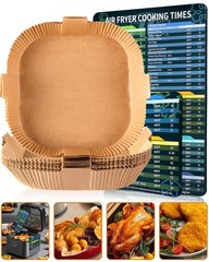 Air Fryer Disposable Paper Liner – 120PCS 6.3 IN-120PCS, Natural-Square