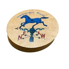 Vintage Wooden Hamburger Press Hand Painted Blue Horse Weather Vane Multi Color