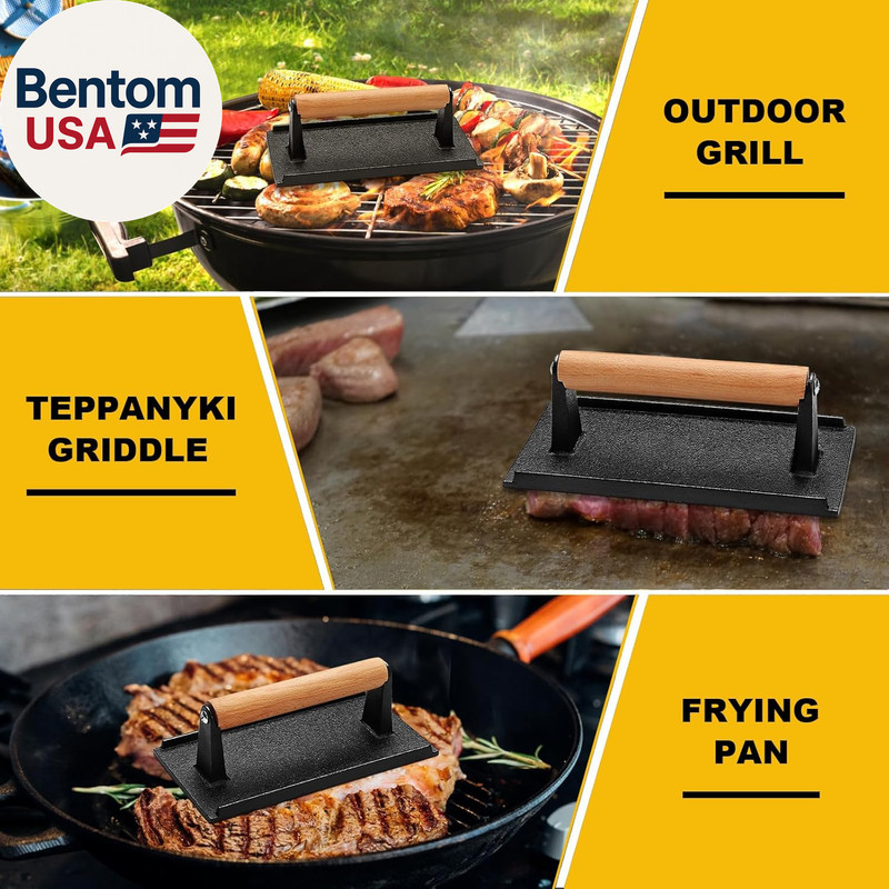 Burger Press, Smash Burger Press for Blackstone Griddle, Heavy Duty Cast Iron Re gallery