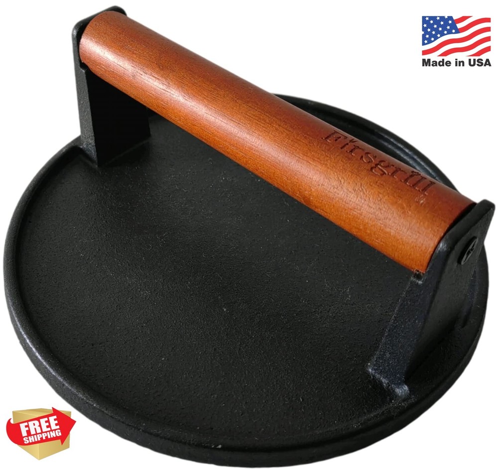 Firsgrill Burger Press 7.08" Round,Heavy-Duty Cast Iron Smash Burger Press Meat