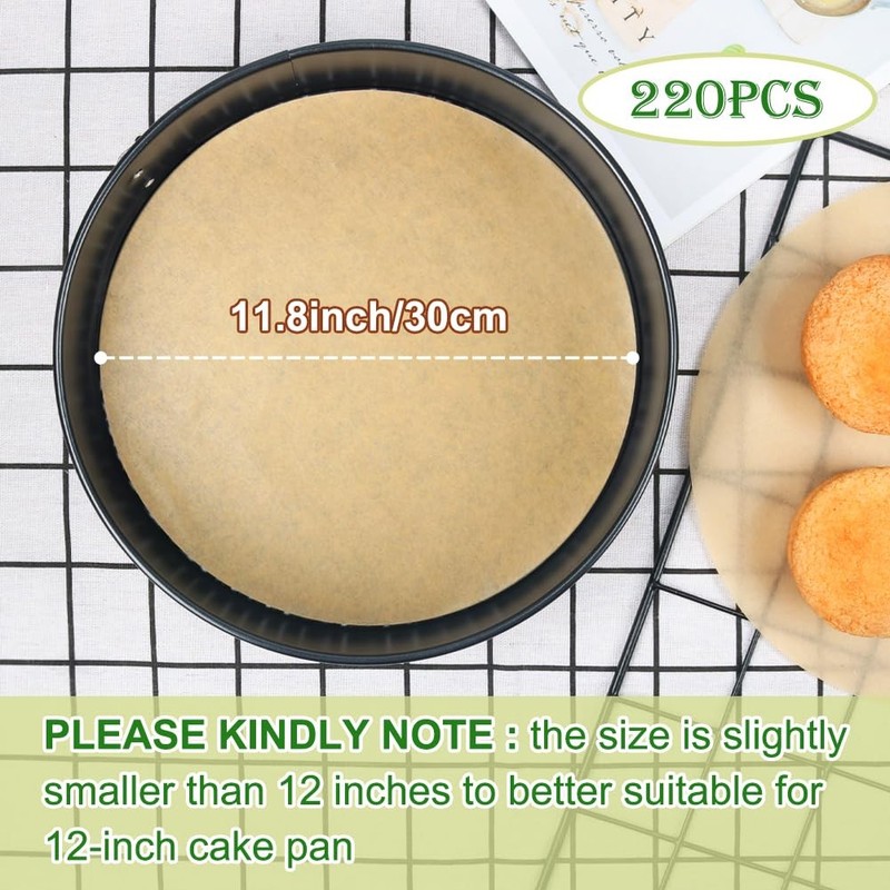 BOYAN 12 Inch Parchment Paper Rounds, Set of 220, 12inch-220pcs, Unbleached gallery