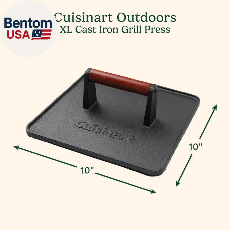 XL Cast Iron Grill Press, 10" X 10" Heavy-Duty Nonstick Smash Burger Steak Press gallery