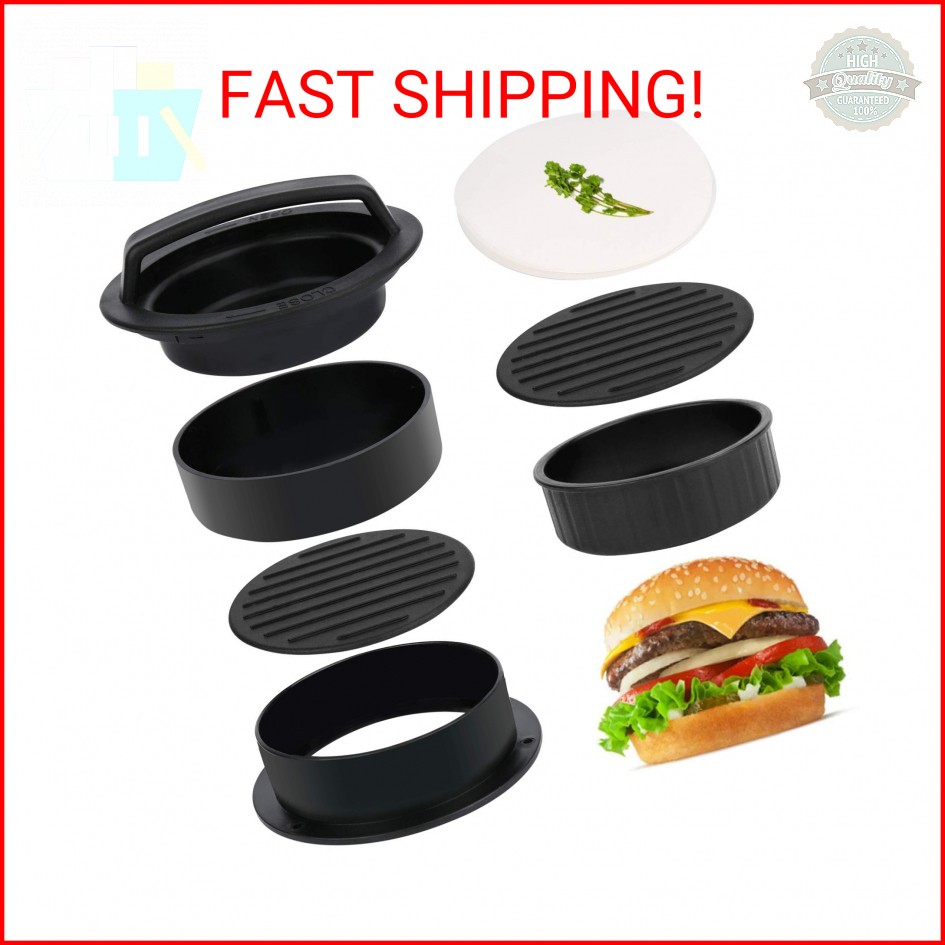 3 in 1 Stuffed Burger Press Patty Maker Rings Molds Kit, Non Stick Stuffer Hambu gallery