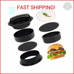 3 in 1 Stuffed Burger Press Patty Maker Rings Molds Kit, Non Stick Stuffer Hambu