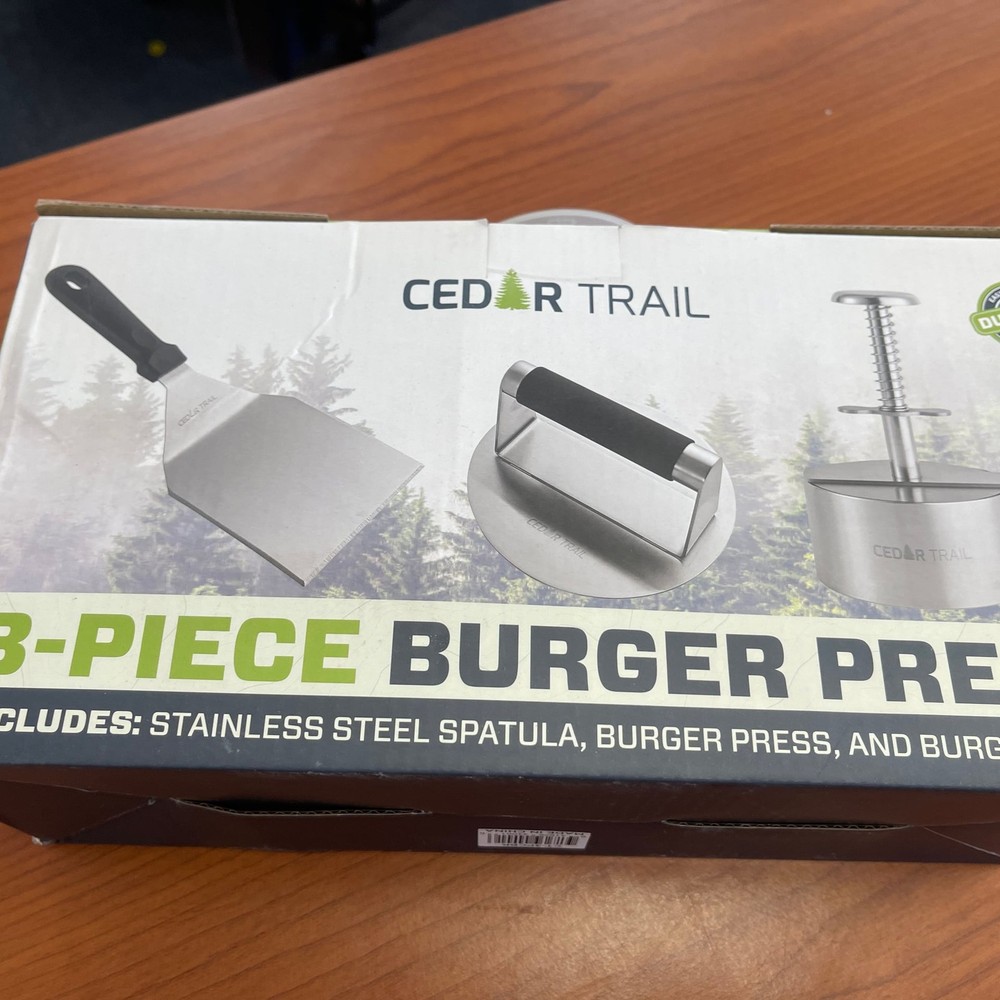 Cedar Trail 3-Piece Burger Press Kit Spatula, Burger Press, and Burger Mold