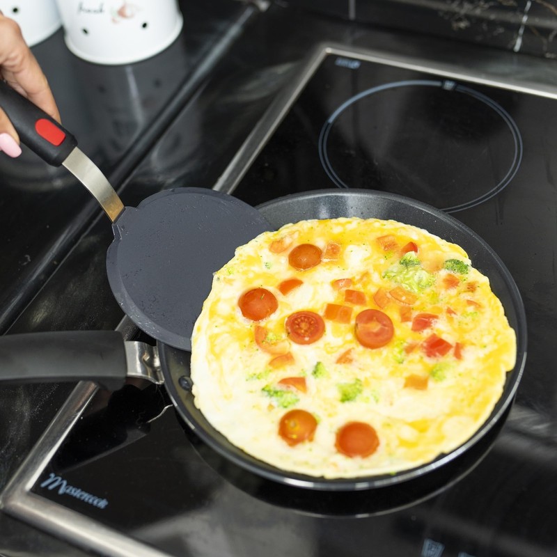 Silicone Pancake Spatula | Wide Beveled Edge Flipper with Stainless Steel Cur... gallery