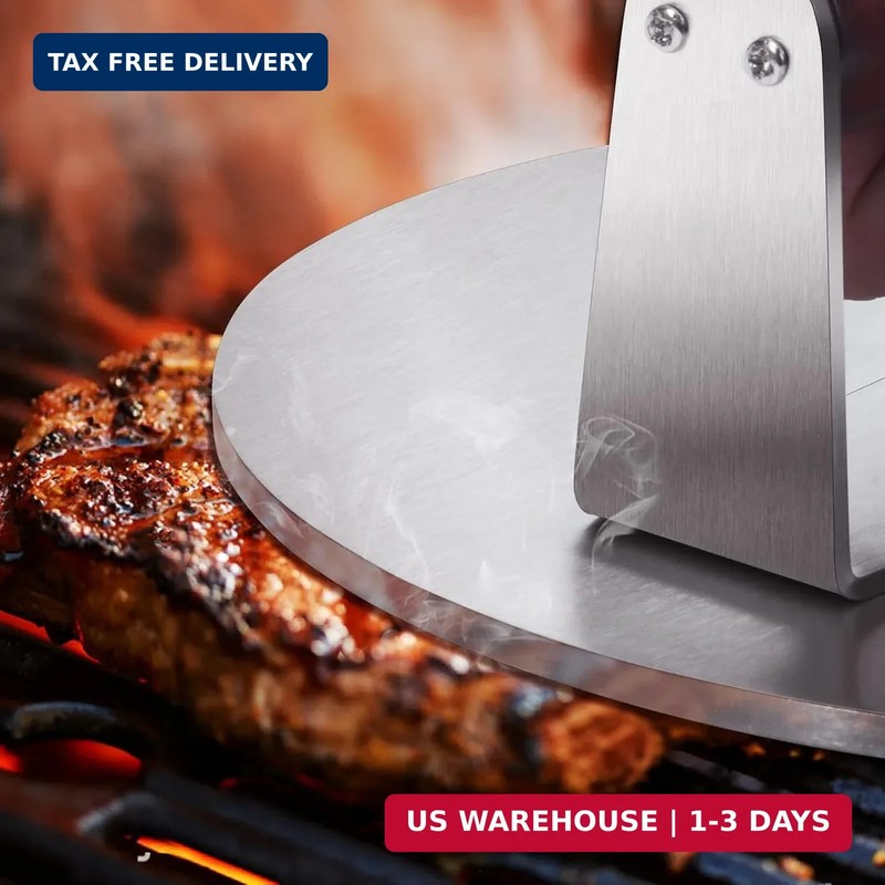 HULISEN 8.5-Inch Burger Press, 2.5 lbs Heavy Duty Bacon & Grill Press, Stainless gallery
