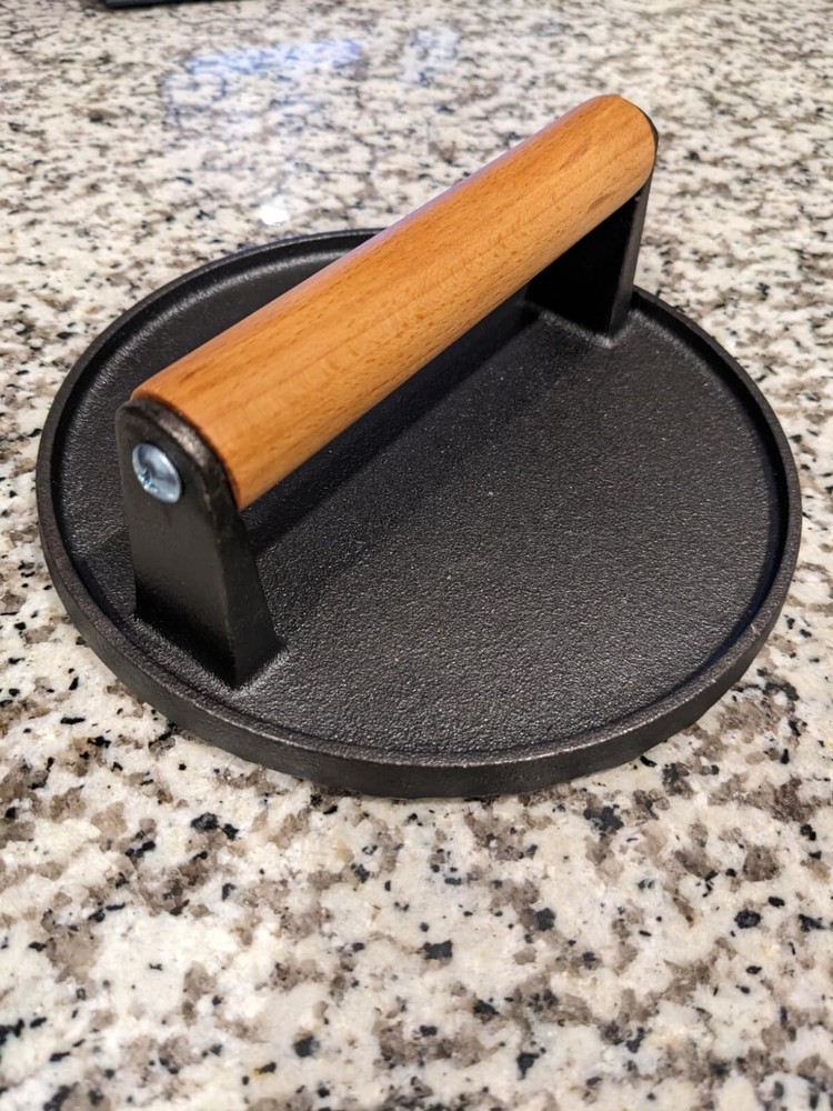 Burger Press 7" round Heavy-Duty Cast Iron Smash Bacon Press Meat Steak