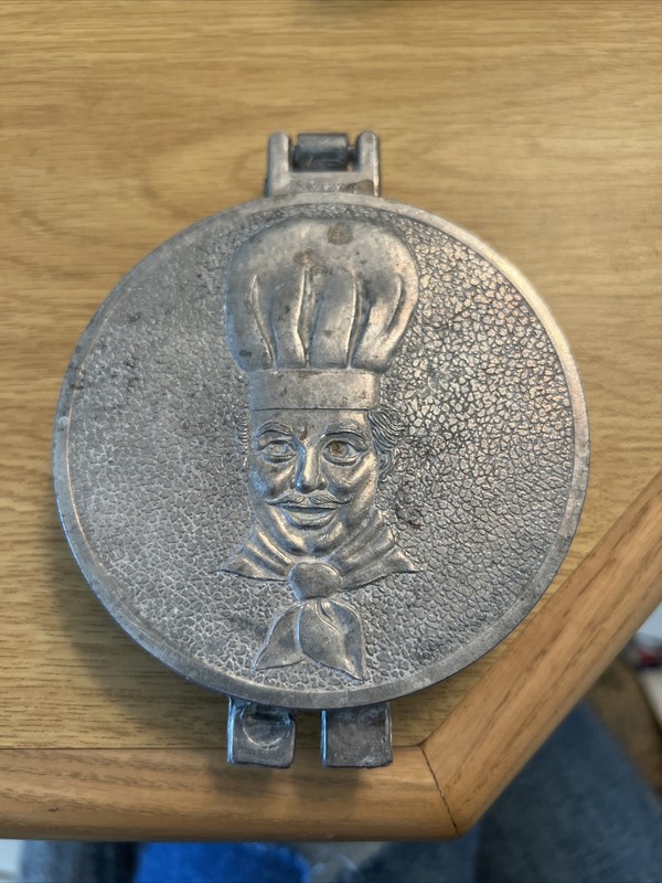 Vintage 1950s Hamburger Press Aluminum Ground Meat Burger Slider Embossed Chef gallery