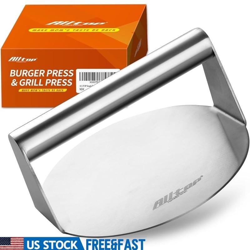 Stainless Steel Burger Smasher Press Perfect Patty Kitchen Tool Gadget New