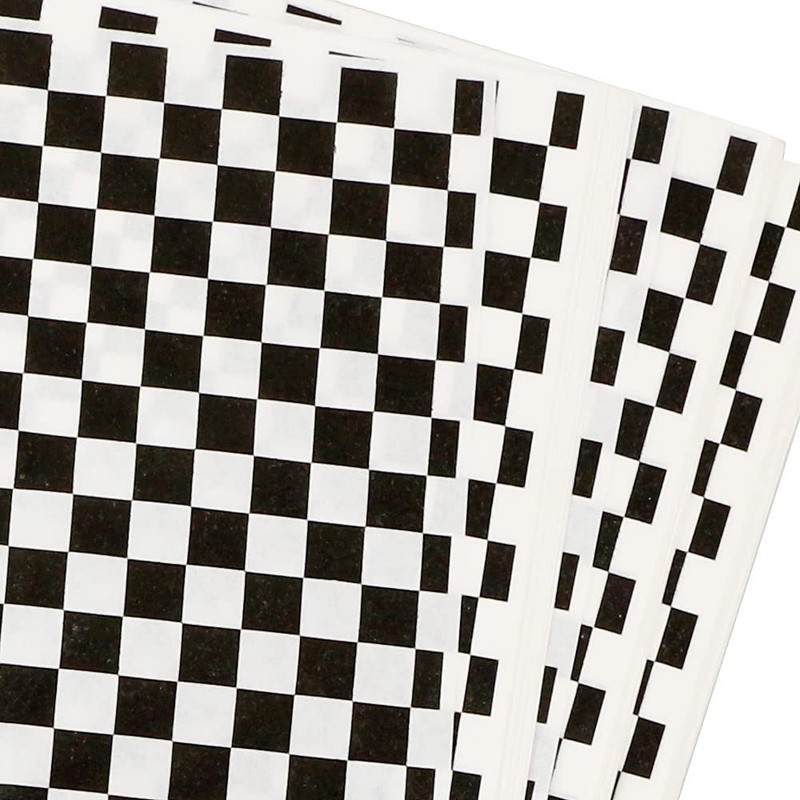 Hslife 100 Sheets Checkered Dry Waxed Deli Paper Sheets, Large, Black gallery