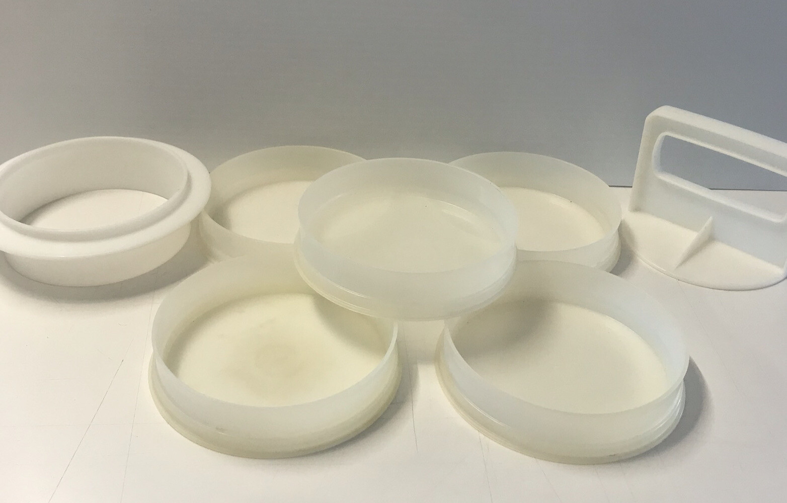 Tupperware Hamburger Press 2 piece With 5 Storage Containers Vintage BBQ Grill gallery