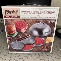 Burger Press Double & Cheese Melting Dome by Parini Stainless Steel NEW