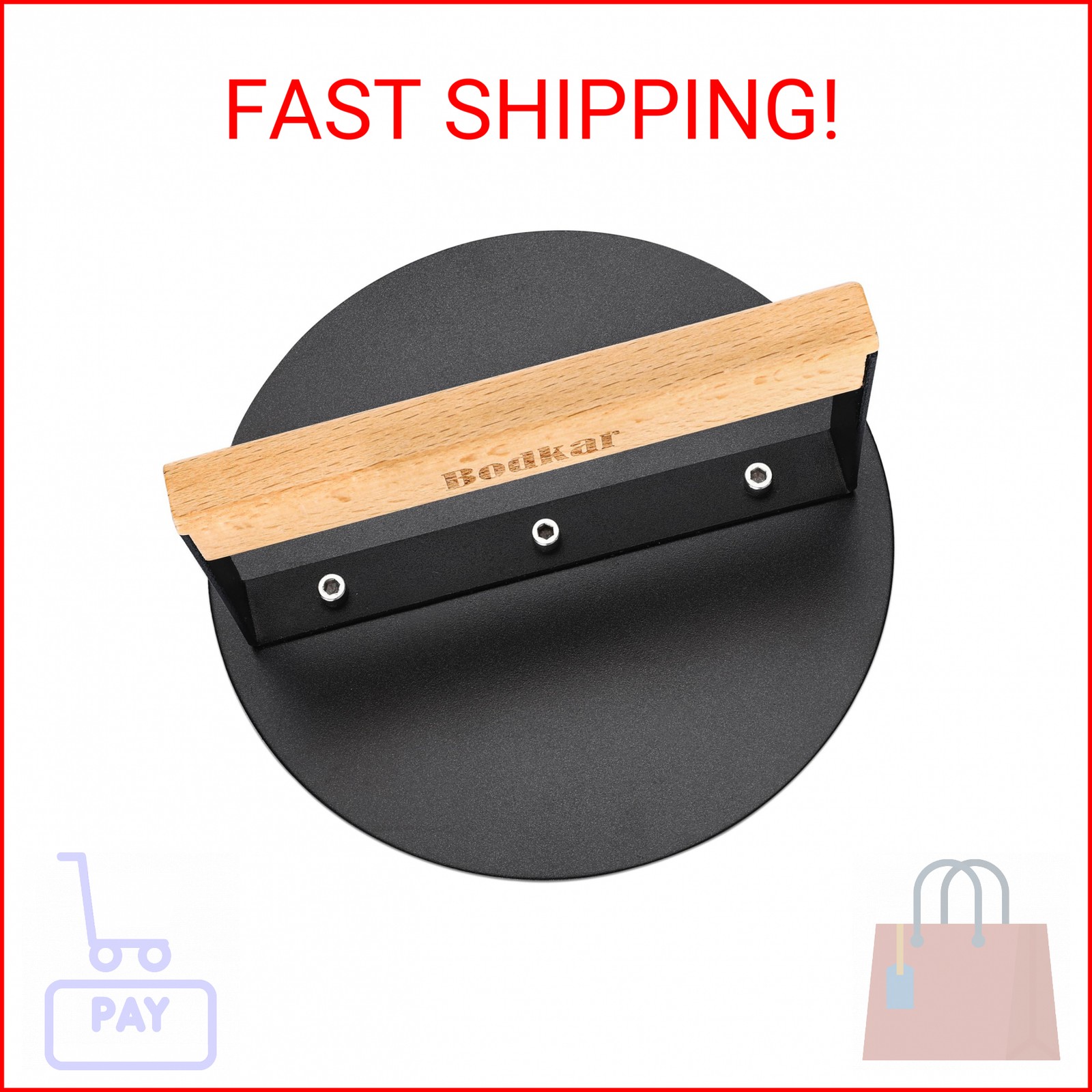 bodkar Smash Burger Press 6 inch, Round Burger Smasher Grill Press for Griddle B gallery