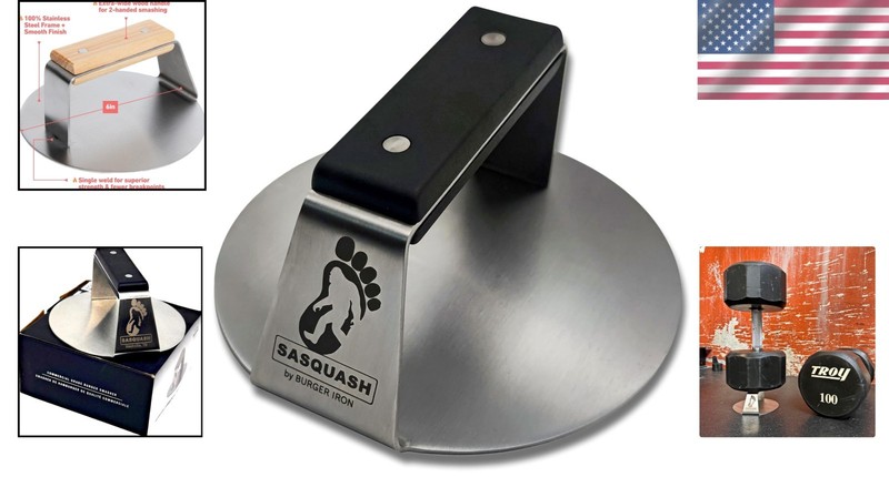 Heavy Duty 6 Inch Stainless Steel Burger Press with Flat Handle for Grilling gallery