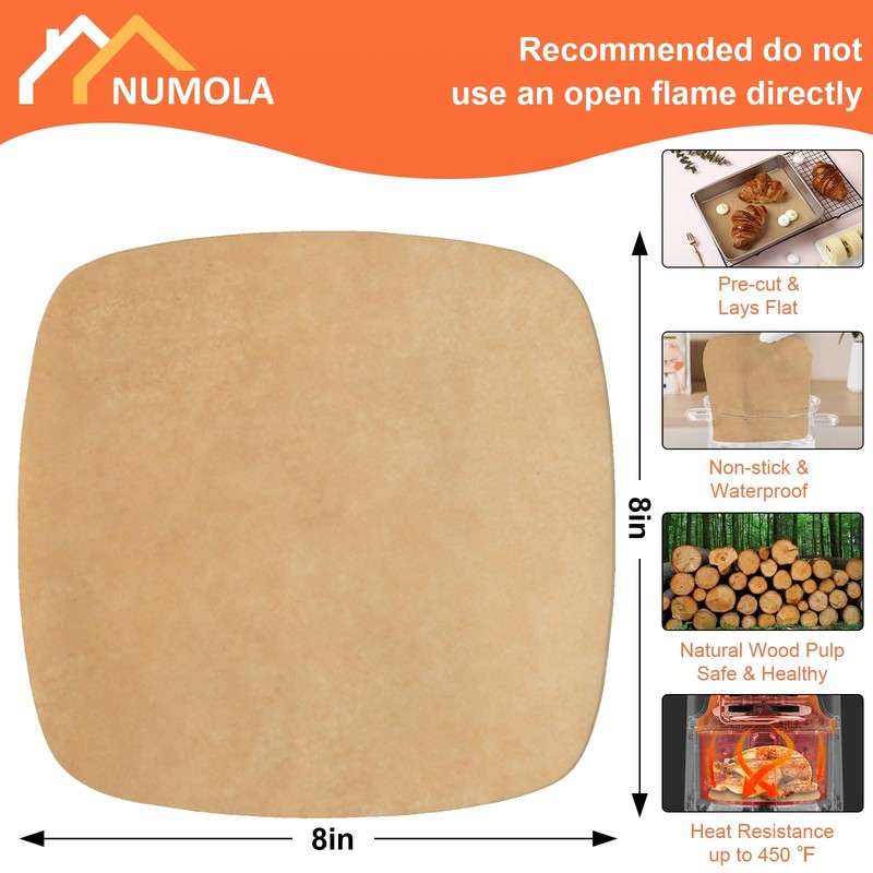 Air Fryer Liners Disposable Parchment Paper Sheets, 8 Inch 8inch, Unbleached gallery