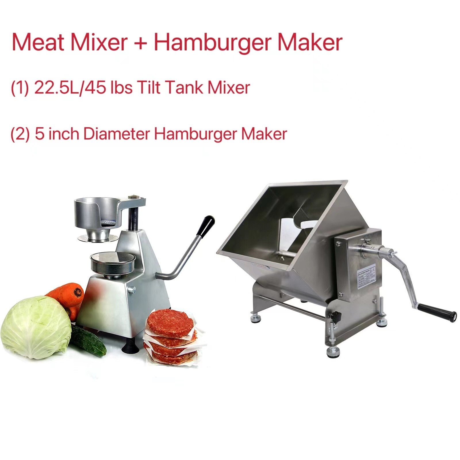 Hakka Commercial 2 in 1 Food Processor Meat Mixer with Burger Press Patty Maker gallery