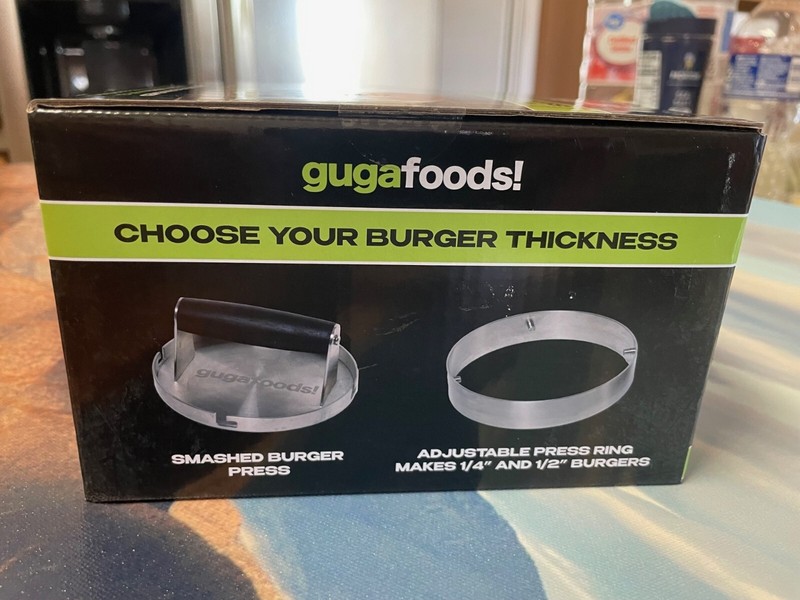 Guga Foods- Adjustable Burger Press, Stainless Steel Hamburger and Smashed Patty gallery