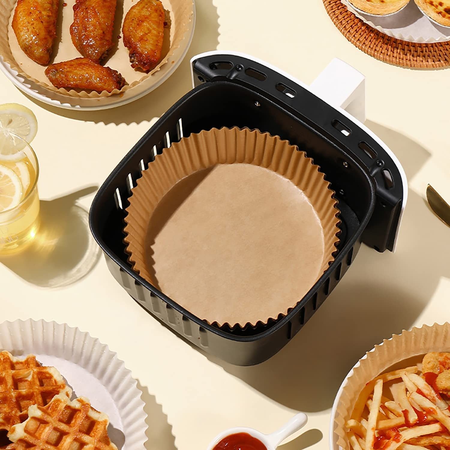 Air Fryer Paper Liners, 100Pcs Parchment Paper, Liners 8" gallery