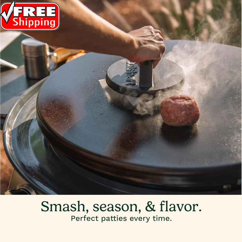 6.5" Cast Iron Smashed Burger Press, round Flat Edge Grill Press for Crispy Smas gallery