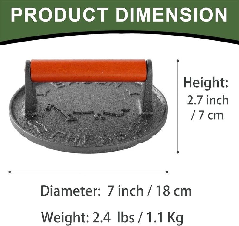 Burger Press with Professional Heavy Duty Cast Iron for Blackstone Griddle Grill gallery