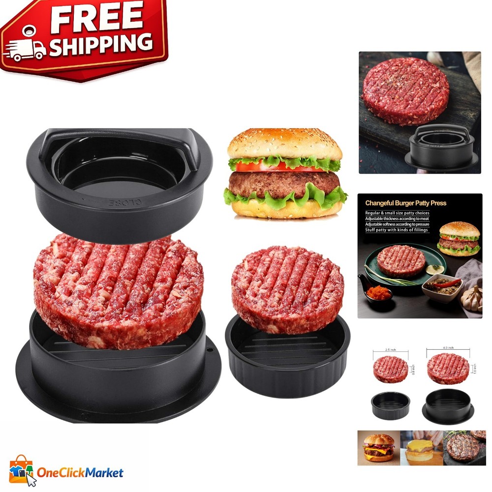 3 in 1 Non-Stick Burger Press: Perfect Patty Maker for Grilling Enthusiasts