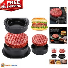 3 in 1 Non-Stick Burger Press: Perfect Patty Maker for Grilling Enthusiasts