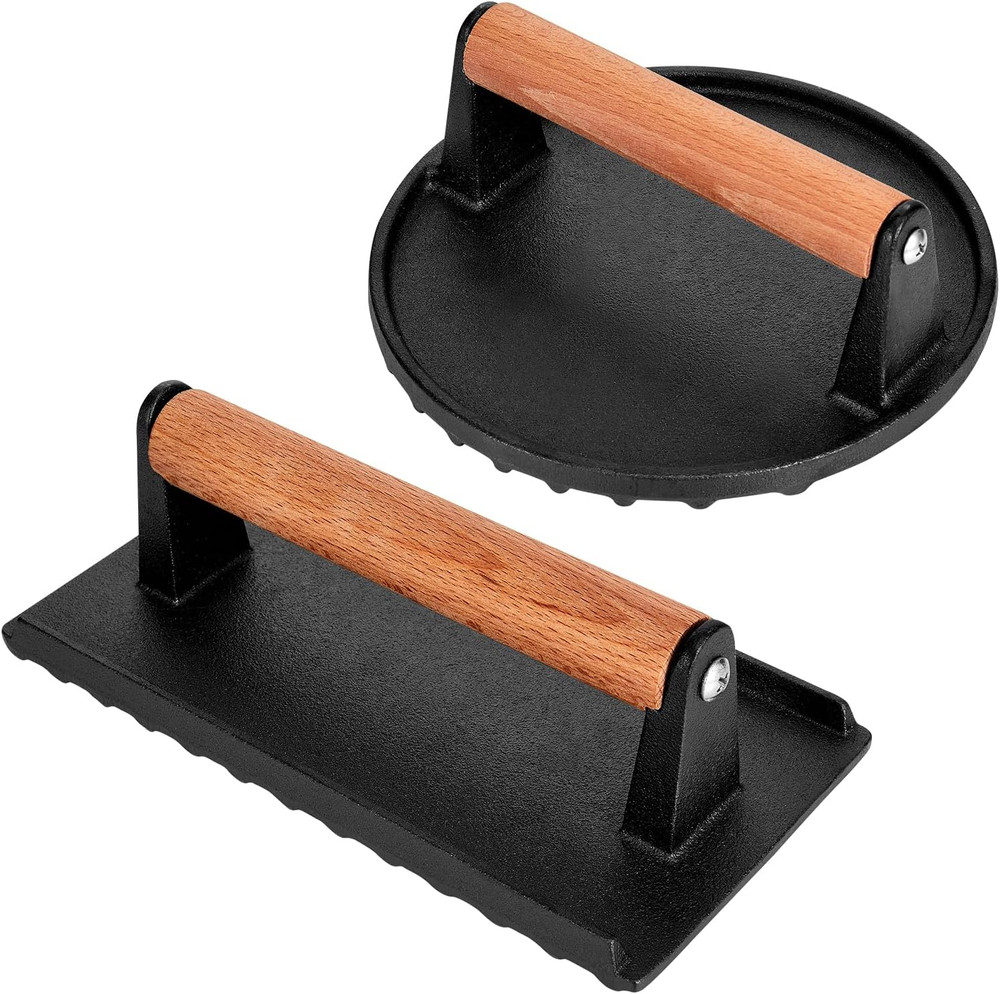 Blackstone Burger Press Set - 7" round Smash Burger Press & 8"X4" Rectangle Cast