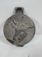 Vintage Bull Head Cast Aluminum Hamburger Meat Patty Press Taiwan 4” Mold