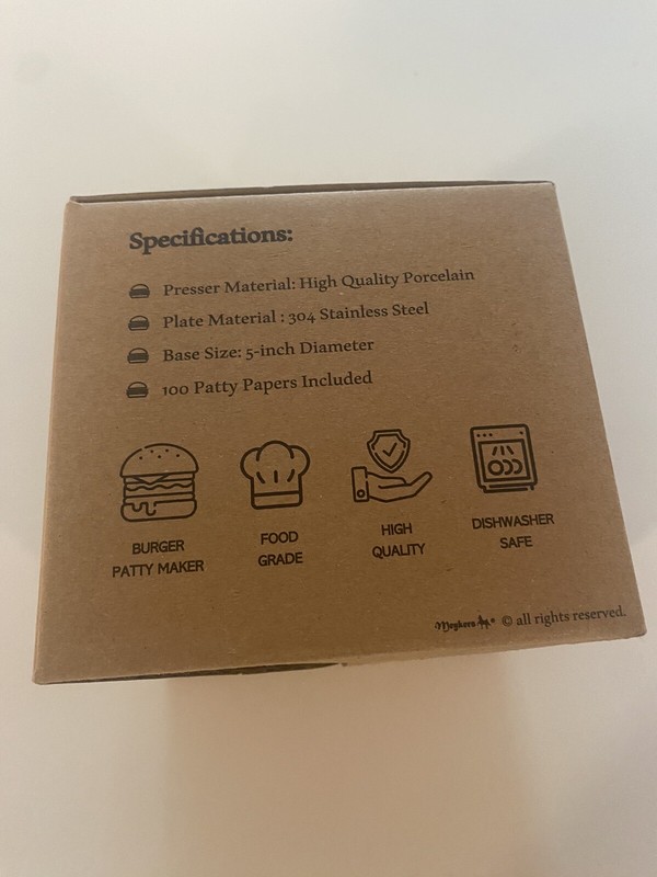 Meykers Porcelain Burger Press 5" Hamburger Patty Press Burger Mold Ring NIB gallery