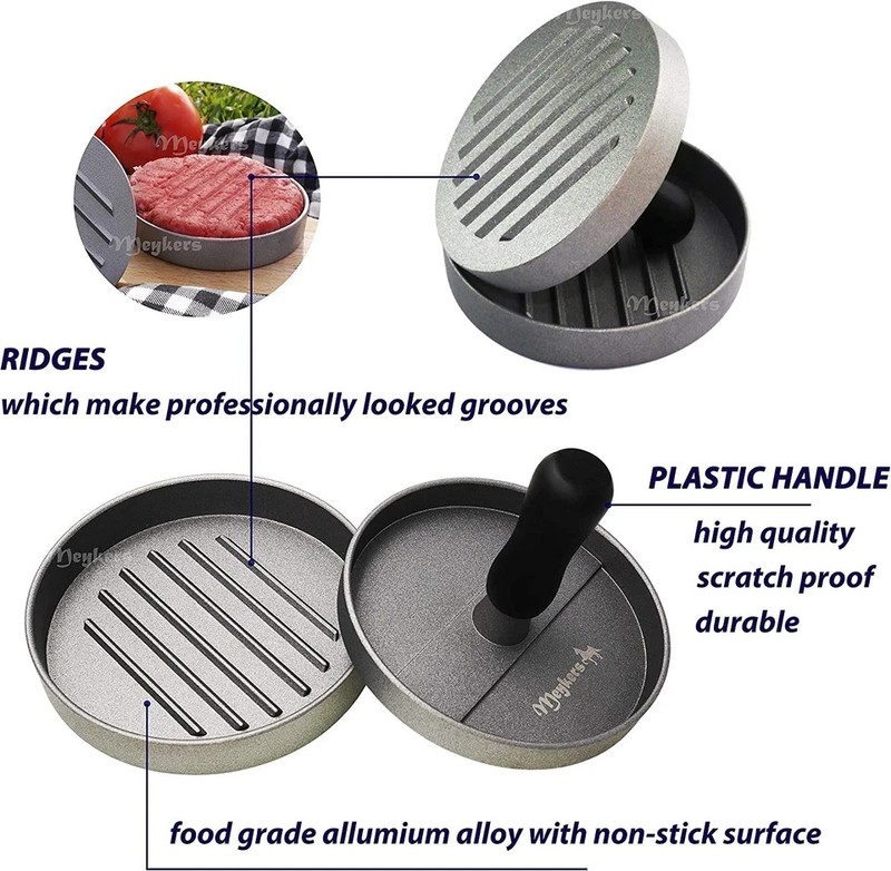 Meykers Burger Press 100 Patty Papers Set | Non-Stick Hamburger Mold with Free W gallery