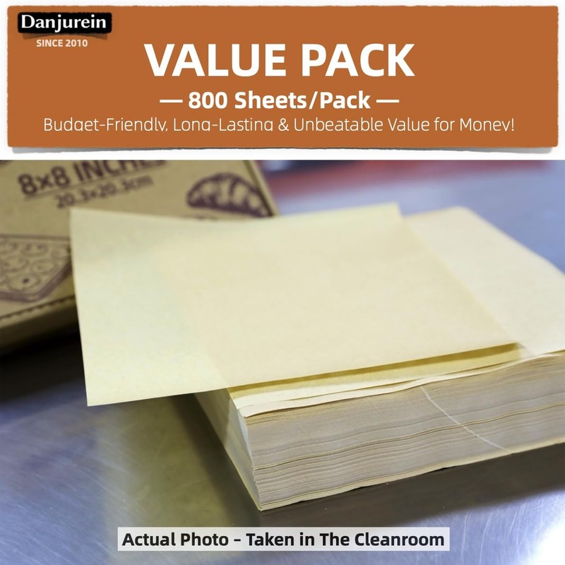 Danjurein 800 Sheets Value Pack 8x8 Parchment Paper 8×8 - 800 Sheets, Brown gallery
