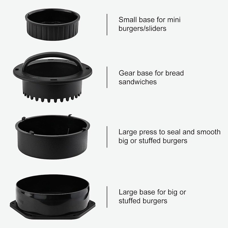 Smash Burger Press Kit 4 in 1 Hamburger Patty Storage Container Cast Iron gallery