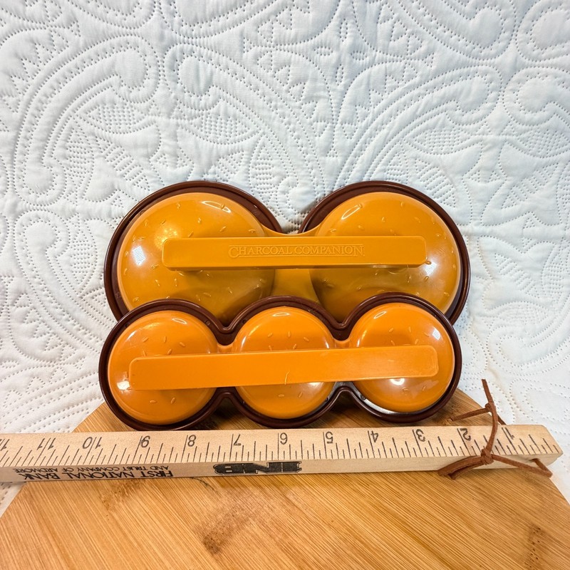 Vintage Charcoal Companion Triple Mini Burger Press Slider Patty Maker Orange gallery